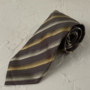 *Van Heusen Men's Brown & Gold  Regimental Necktie